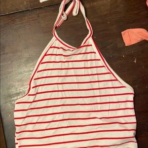 Striped halter crop top